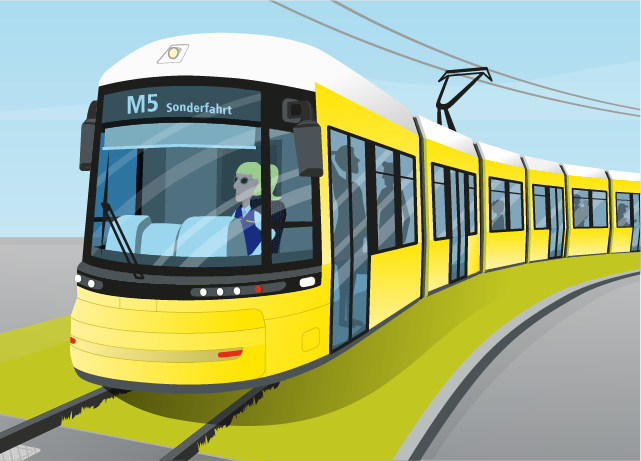 Illustration einer Tram der BVG
