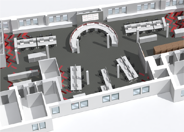 3D-Visualisierung eines Newsrooms