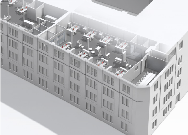 Ein Newsroom als 3D-Modell
